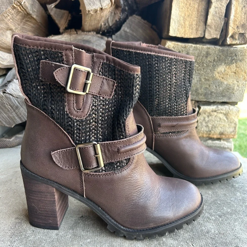 Chinese Laundry Layla‎ women’s metallic ankle two toned brown boots Sz-8.5 H